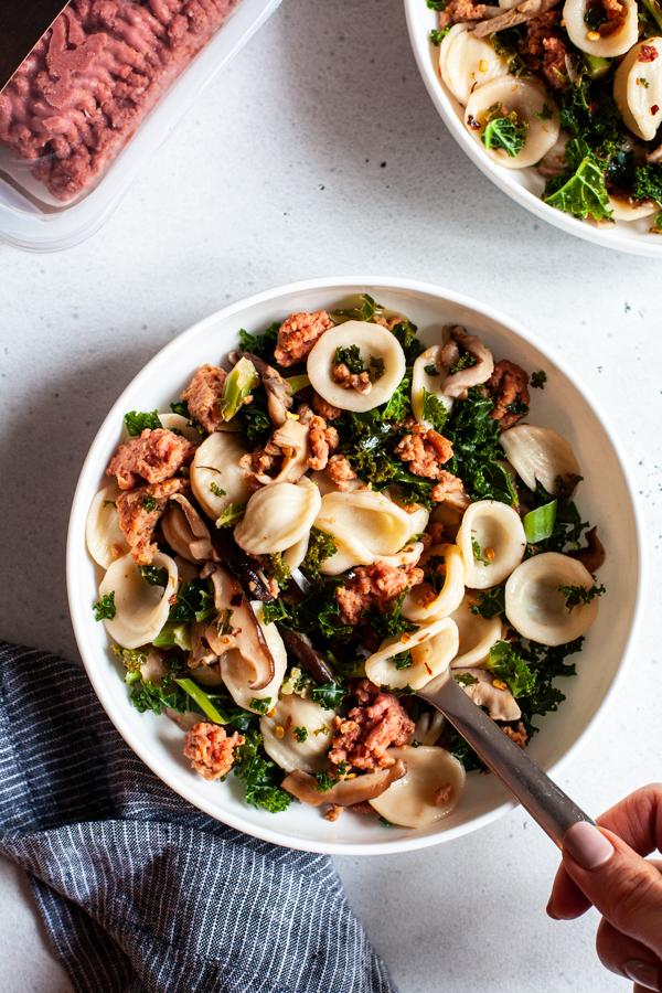 Protein Packed, Awesome Mushroom Kale Pasta | The Full Helping