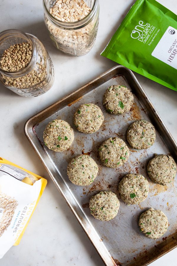 Green Lentil Hemp Seed Sliders with Spicy Dijon Date Mustard | The Full Helping