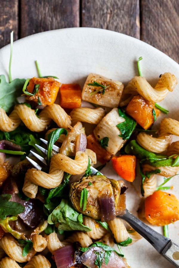 Favorite Winter Balsamic Roasted Vegetable Pasta | The Full Helping