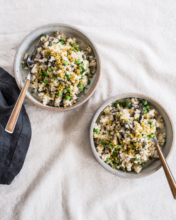 Creamy Brown Rice with Shiitakes & Peas | The Full Helping