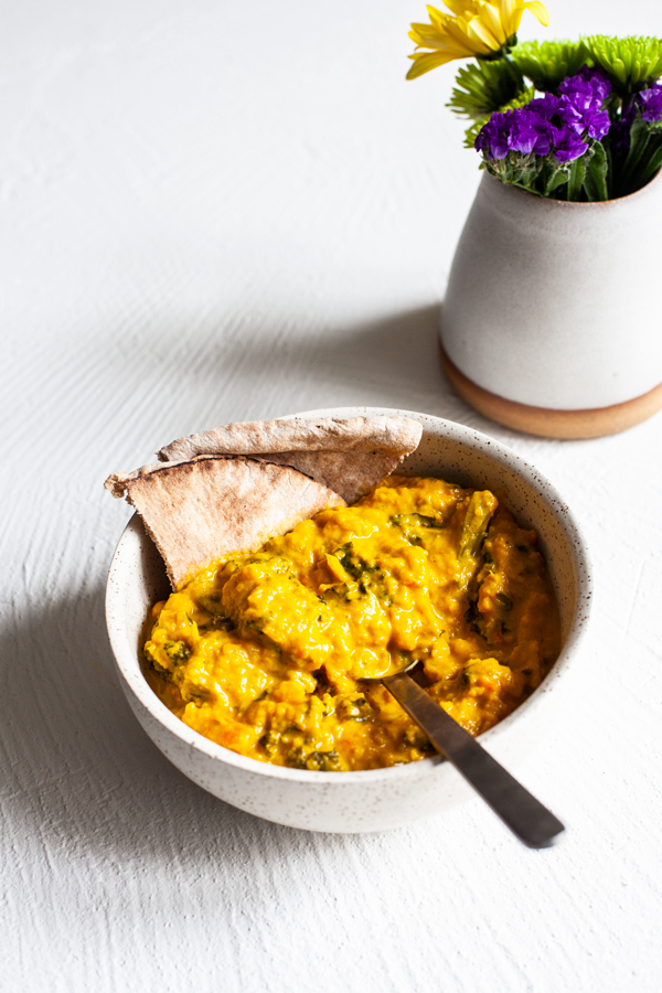 Creamy Cauliflower Turmeric Kale Soup | The Full Helping