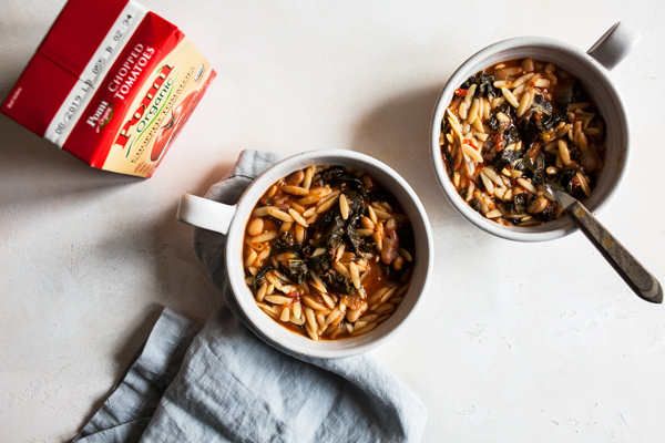 Tomato Orzo Soup with Kale | The Full Helping