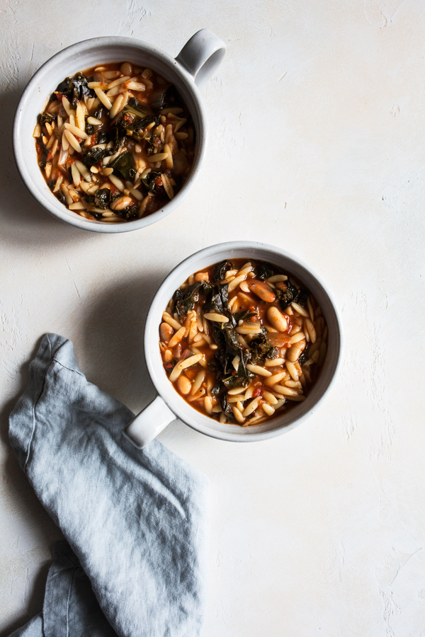 Tomato Orzo Soup with Kale | The Full Helping