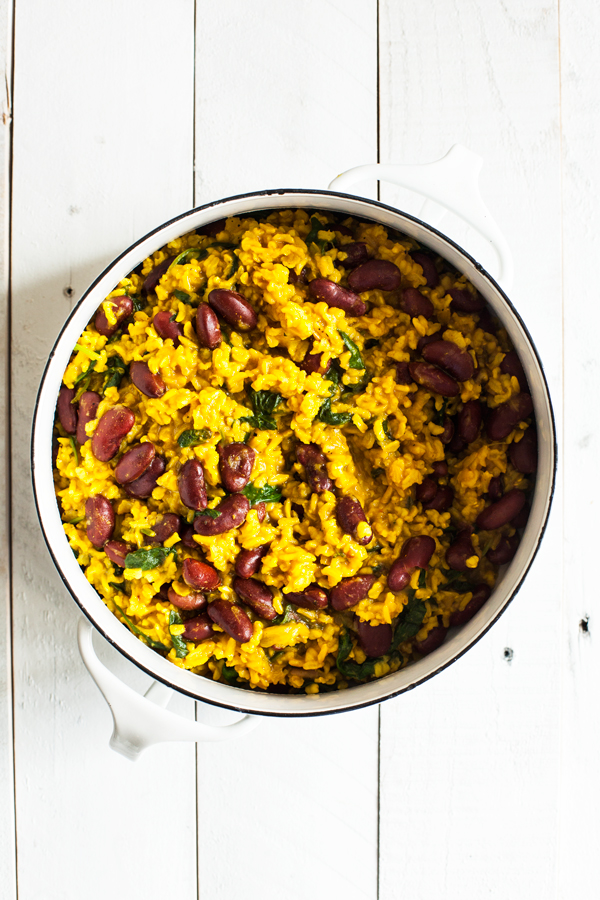 One Pot Turmeric Rice, Beans & Greens | The Full Helping