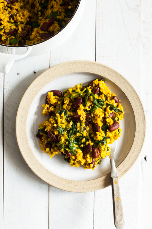 One Pot Turmeric Rice, Beans & Greens | The Full Helping