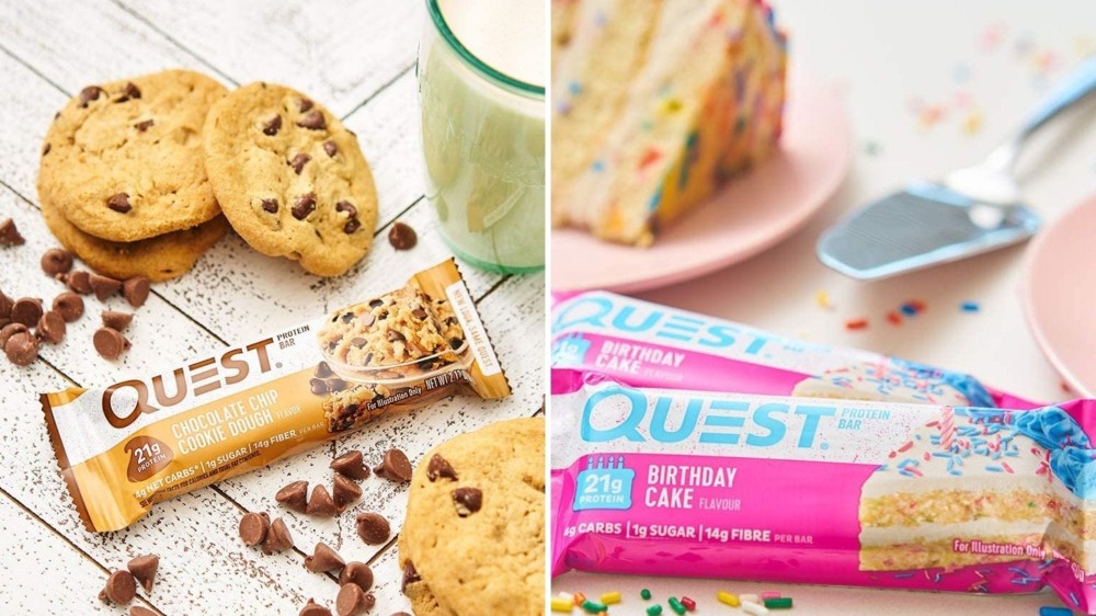 Protein bars next to cookies and cake