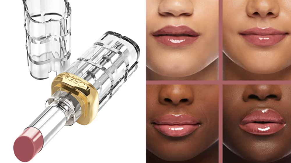 Four people model L'Oreal Paris Colour Riche Shine Lipstick in Varnished Rosewood